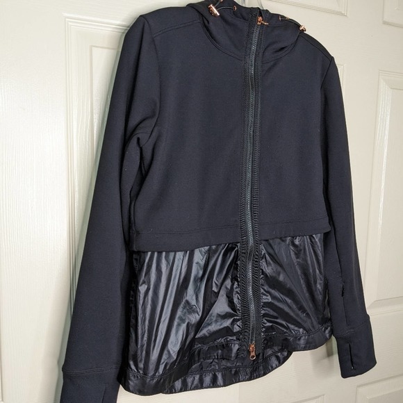 Athleta Windy Point Jacket Small Black Hoodie Full Zipper Windbreaker - Picture 5 of 15